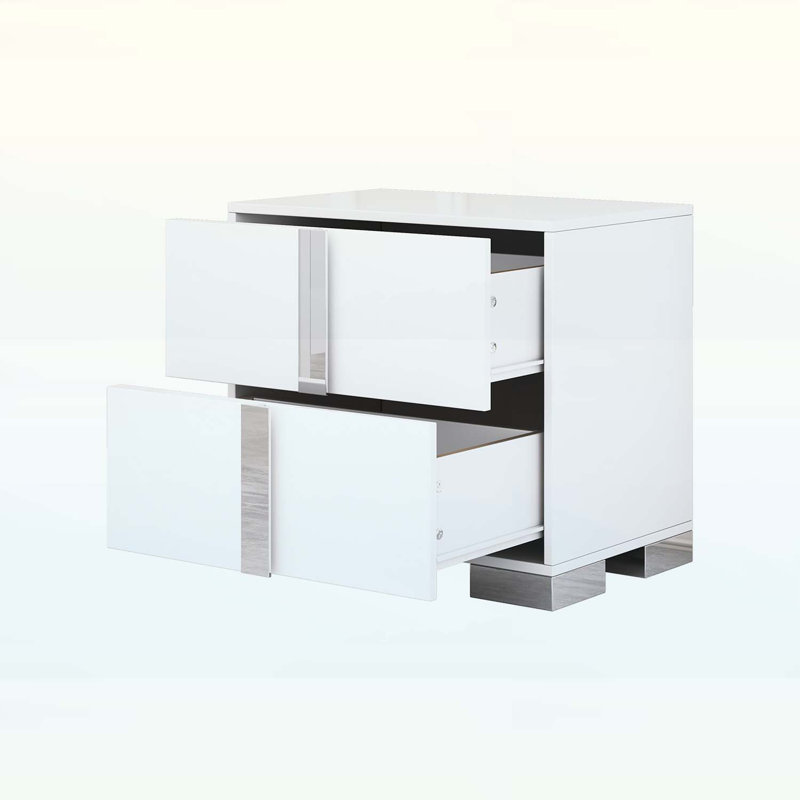 Table de chevet pour le rangement dans la chambre à coucher et le salon, design classique et durable, Blanc