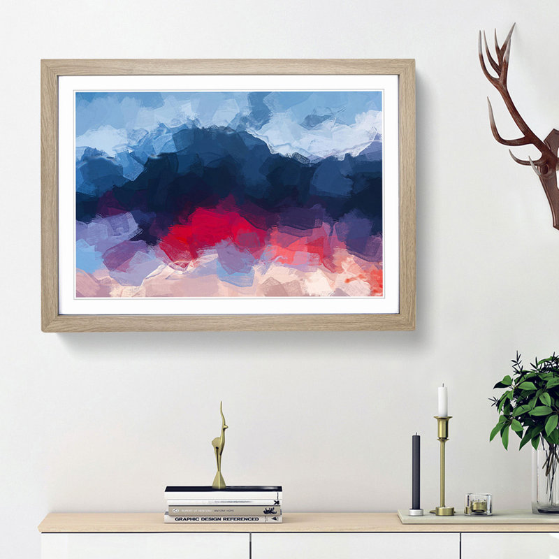 The Mood of the Sky in Abstract - Picture Frame Graphic Art Print, 48cm H x 65cm W x 2cm D, Oak Framed