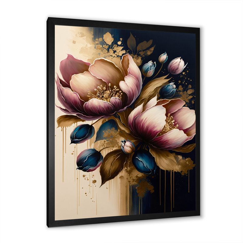 «Pink and Dark Mauve Tulips II», reproduction sur toile, Impression noire sur toile encadrée, H 32 po x l 16 po x P 1 po