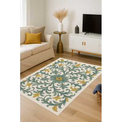 Tapis tissé à motif floral lavable Mosso