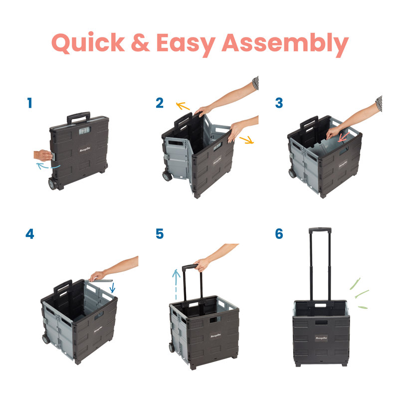 Blue and Grey Canvas Rolling Cart with Organizer Bag