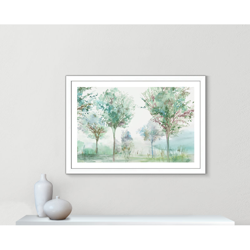 Paysage délicat - Art encadré autoportant, H 31 po x l 43 po x P 1,25 po, Cadre blanc mat