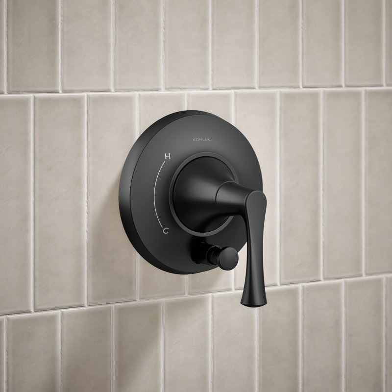 Ensemble de garniture de douche Buckley Rite-Temp avec inverseur à bouton-poussoir, 1,75 gal / min, Noir mat, 1,75 GPM