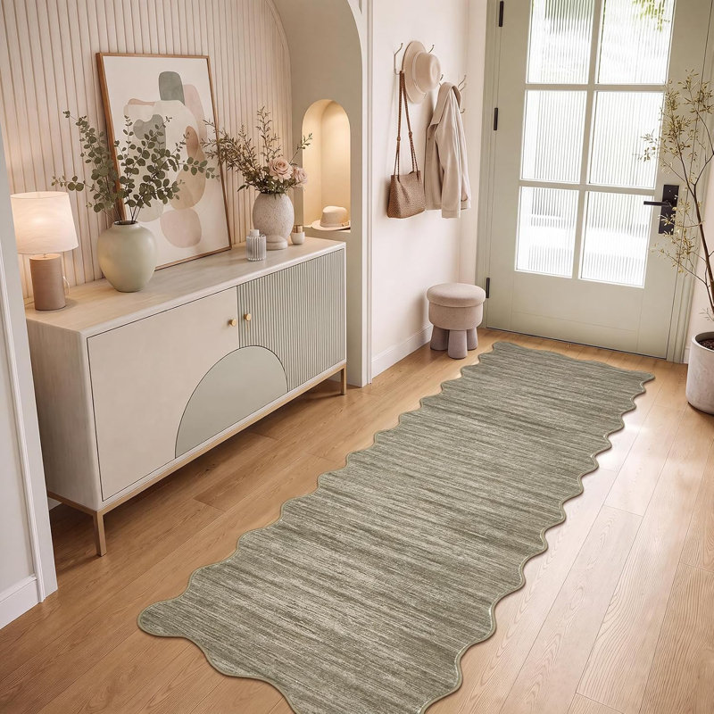 Tapis festonné à bordure festonnée, Brown, 2*6ft