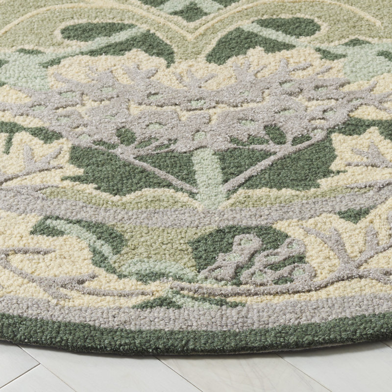 Earthly Treasures Hand Tufted Wool;Cotton;Viscose Geometric Indoor Rug, Round 6'