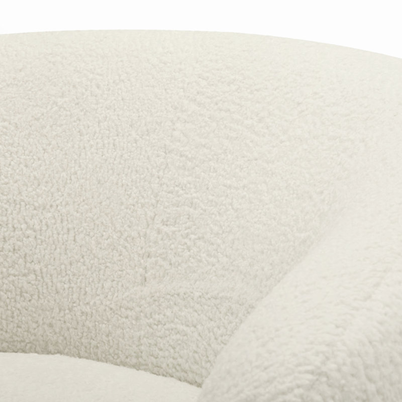 Fauteuil demi-tonneau pivotant rembourré Marcy, Sherpa crème Aries / noir