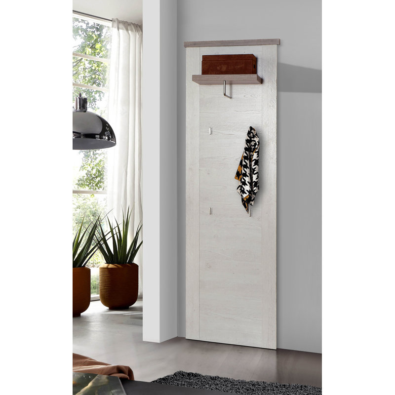 Eurydamas Wall 4 - Hook Wall Mounted Coat Rack, Pinia White/Oak Antique