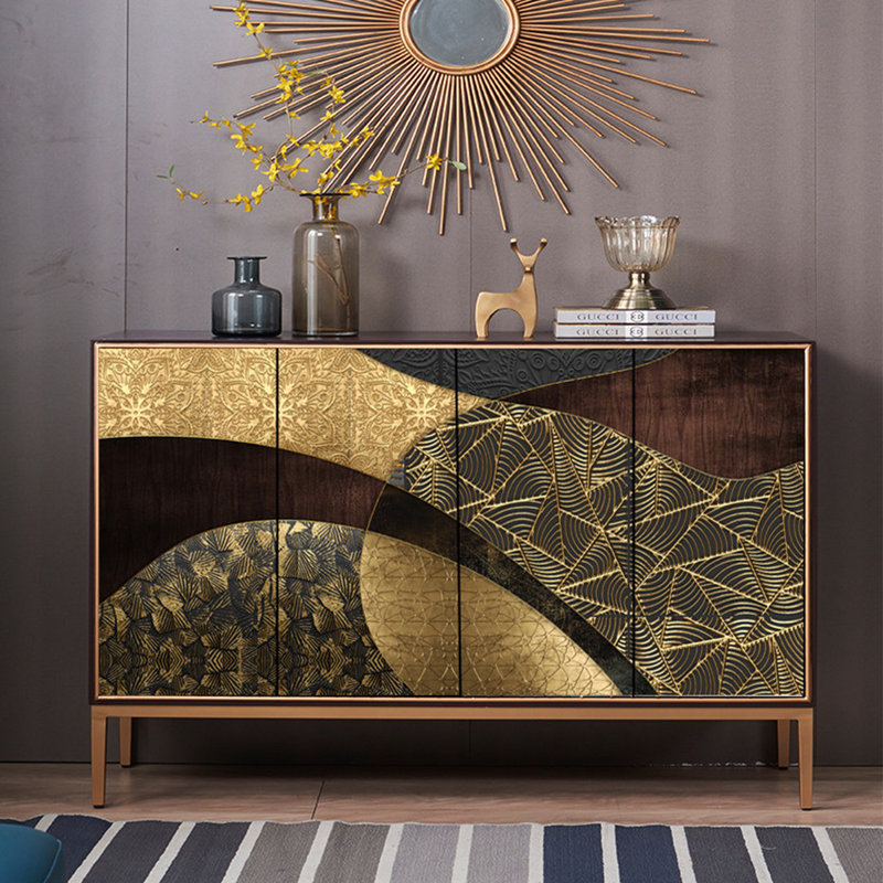 Buffet rétro en bois manufacturé doré, 59.06