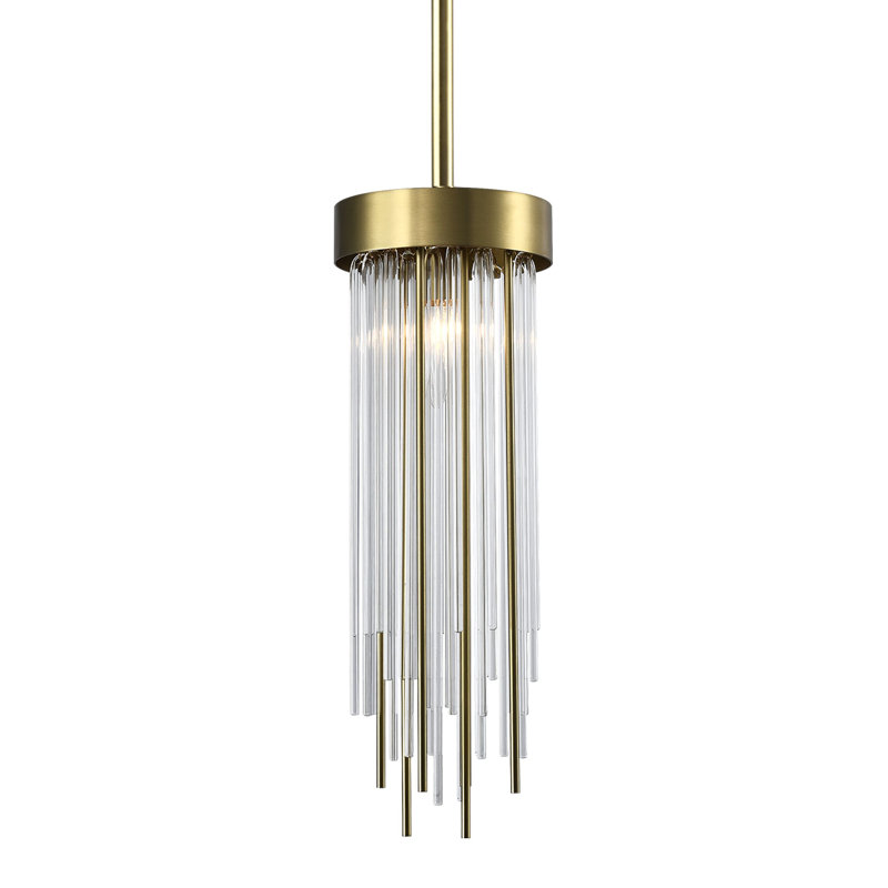 1-Light 6" Round Convertible Flush Crystal Mini-Pendant Light, Aged Brass