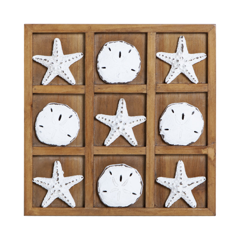 Tic Tac Toe Board Mike & Melissa 2 Player Tic Tac Toe, White/Brown