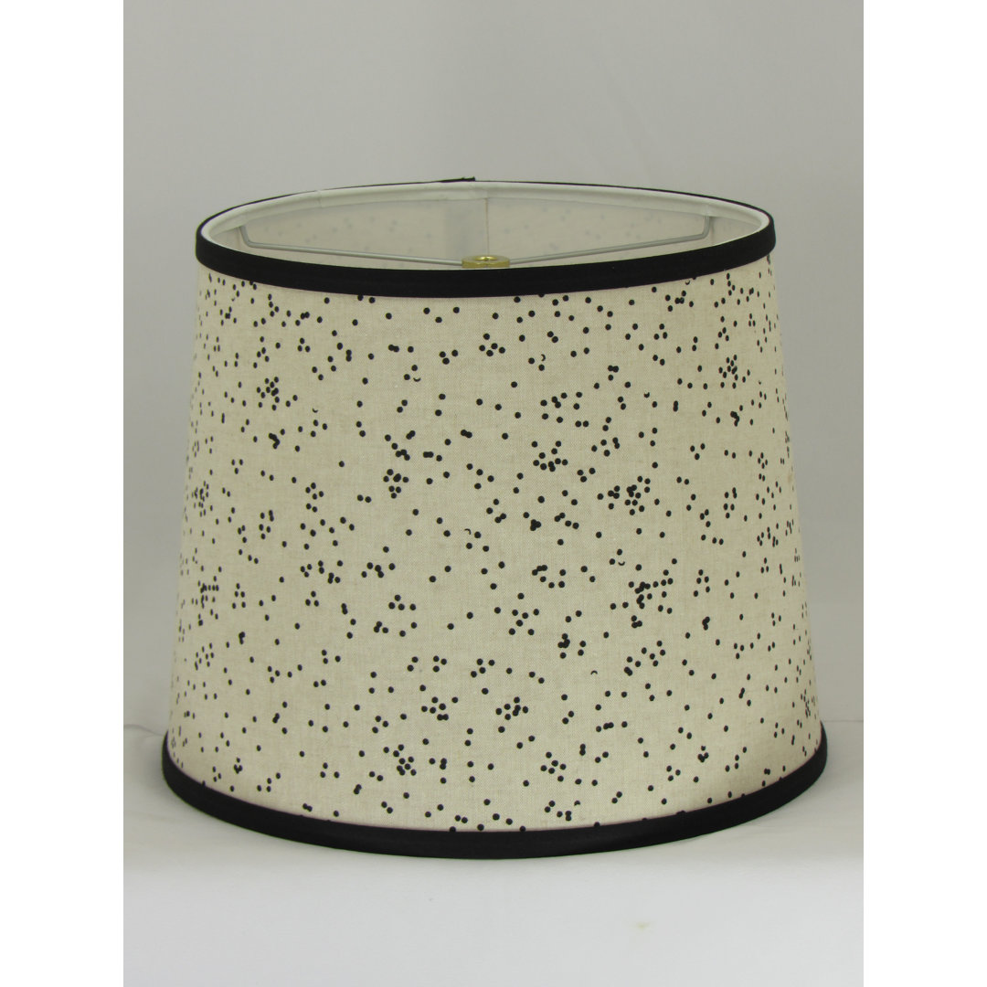 10" H x 12" W Black Dot Print Cotton Drum Lamp Shade ( Spider ) in Off White Ebern Designs