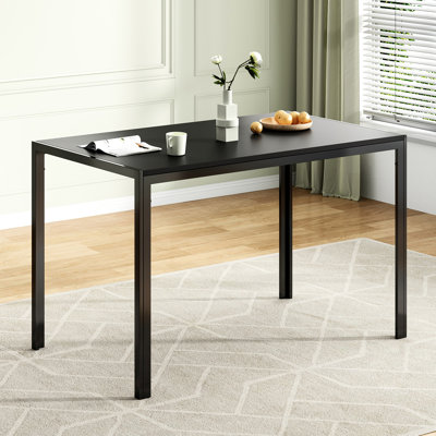 Modern 47" Rectangular Dining Table For 4 - 6 Persons, Wooden Top And Metal Frame, Mid Century Style, Great Home Kitchen, Office, Study, Tea Table, 27