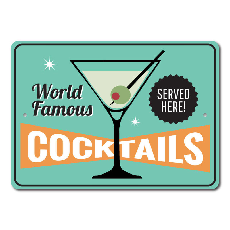Plaque de cocktail, H 10 po x l 14 po x P 0,04 po