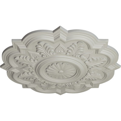 Médaillon de plafond Endurathane Deria, DE 20 1/4 po x P 1 1/2 po (convient aux auvents jusqu'à 6 po), pot peint à la main de finition crème