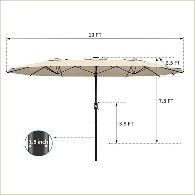 13Ft Large Patio Umbrella - Double-Sided Outdoor Market Rectangle Umbrella, Uv Protection, Sturdy Frame, Easy To Open And Close, Wind Resistant