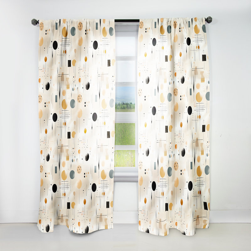 Motif de fougères beige boho minimalisme I - Rideau floral - Velours obscurcissant - 1 panneau, L 52 po x L 120 po