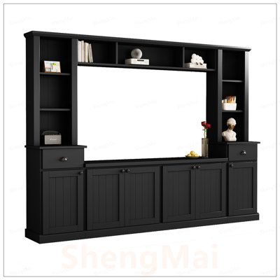 Meuble télé minimaliste avec pont pour téléviseur de 75 po ou moins, meuble télé avec tablettes réglables et grand meuble télé Modernist