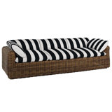 Montecito 111.25" Wide Outdoor Wicker Patio Sofa with Cushions