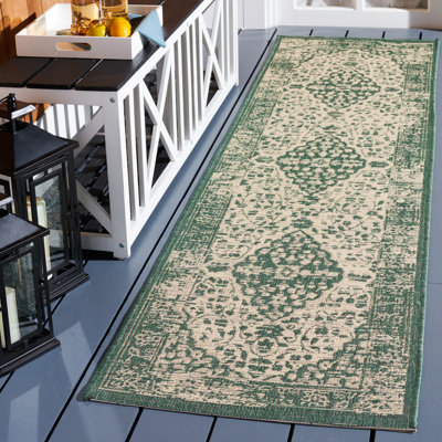 Tapis intérieur / extérieur vert foncé / beige Dracut