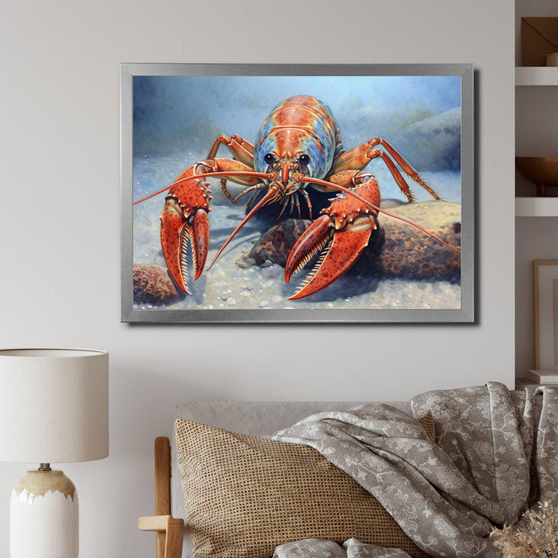 " Freshwater Crayfish I ", 12" H x 20" W x 1" D, Silver Single Picture Framed