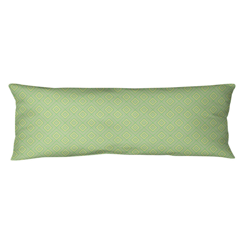 Coussin lombaire en treillis carré, Bourre en polyester, Vert / bleu, Microfibre