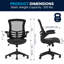 Chaise de bureau ergonomique pivotante à dossier mi-haut en filet avec accoudoirs rabattables Jayetta