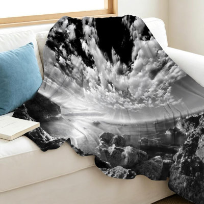 Jeté en flanelle transparente ultra douce, une longue exposition d'océan