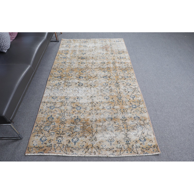 Tapis turc Oushak rétro orange vif rétro pour un décor de chambre à coucher avec un motif traditionnel exquis