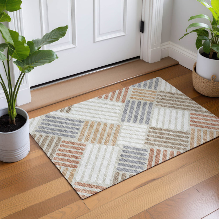 Machine Washable Indoor/Outdoor Bourkelands ACN2339 Geometric Rug