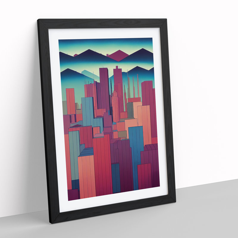 The Open Skyline Abstract - Single Picture Frame Print, 34cm H x 25cm W x 2cm D, Black Framed