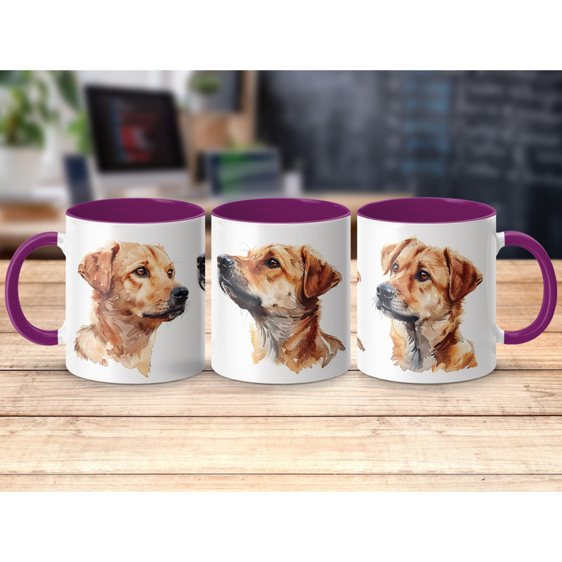 11oz Watercolour Golden Retriever Design Coffee Mug, Purple, 3