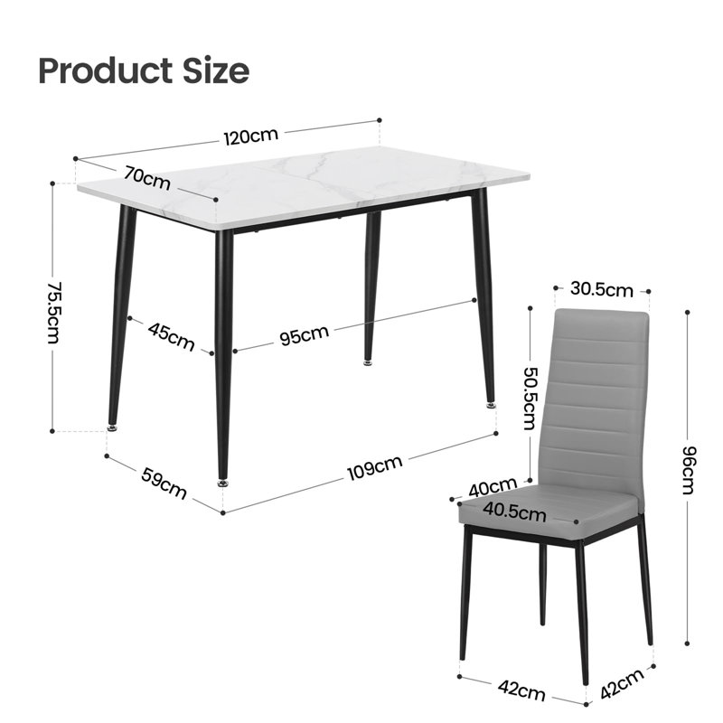 Aventura 4 - Person Dining Set, Grey, White