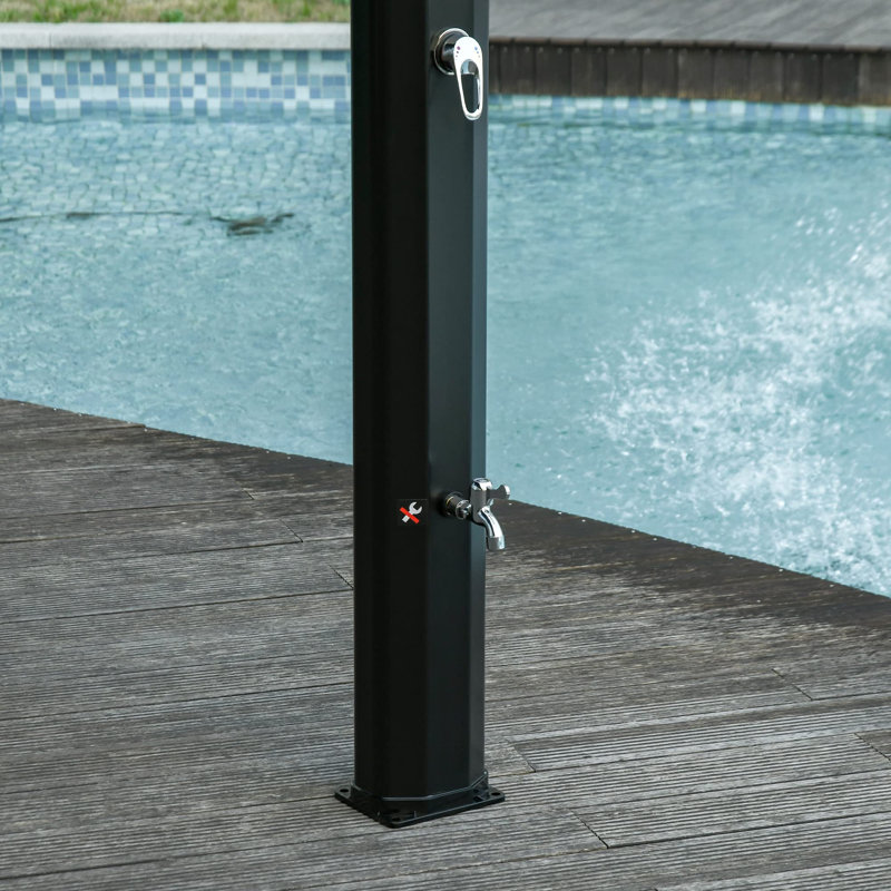 Solar Powered Temperature Controlled Portable Plastic Free Standing Outdoor Shower and Footwash Spout