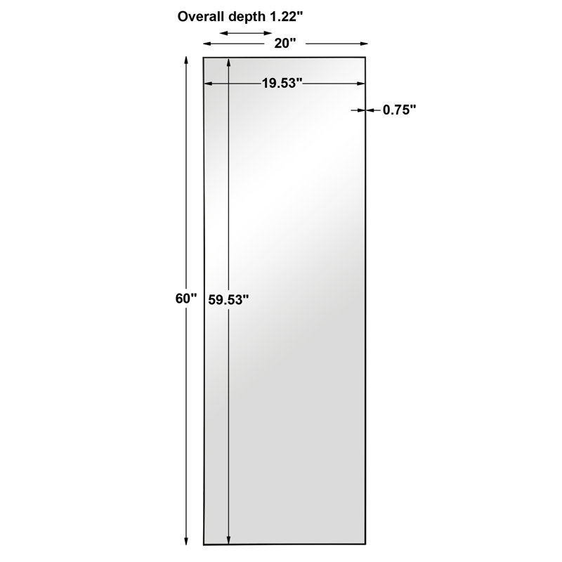 Foran Flat Mirror, Black, 60" H x 20" W