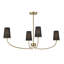 Lustre 4 lumières Meridian en laiton naturel