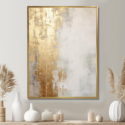 Minimal Gold And Beige Abstract River III - Northern Lights Wall Art Print