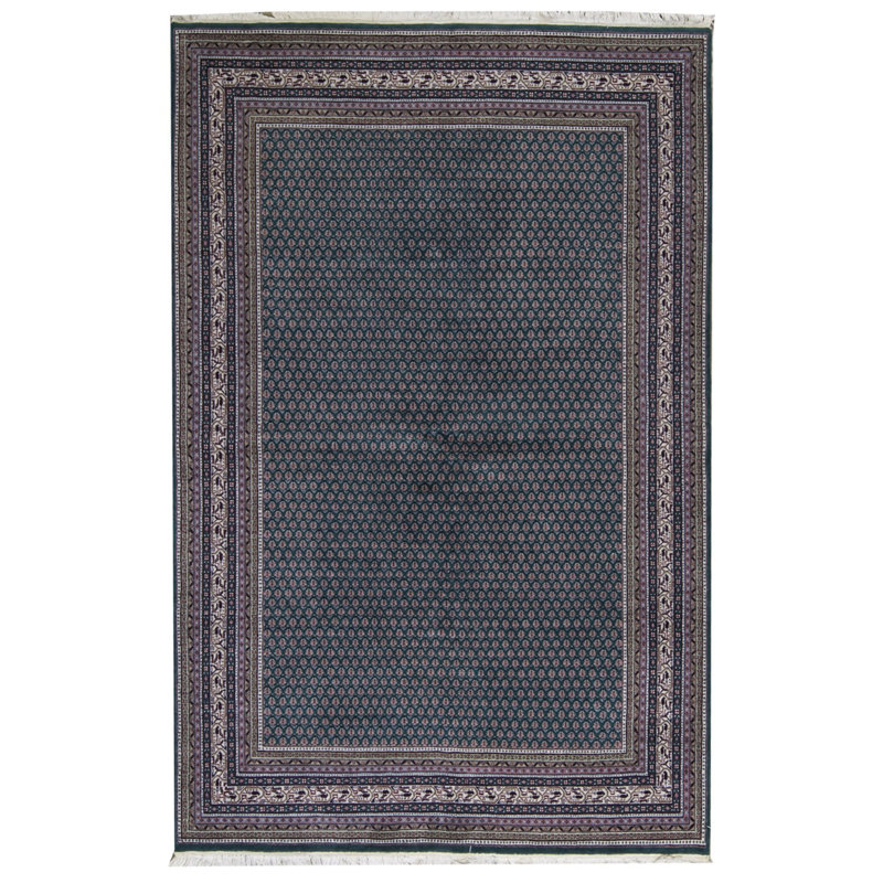 Hand-Knotted High-Quality Green and Black Area Rug