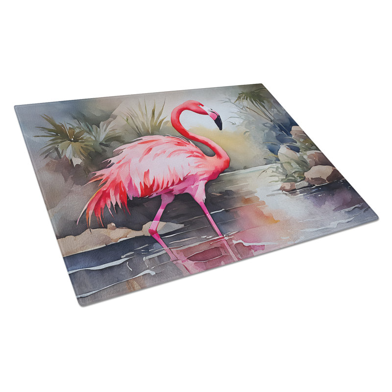 Flamingo Glass Cutting Board Large