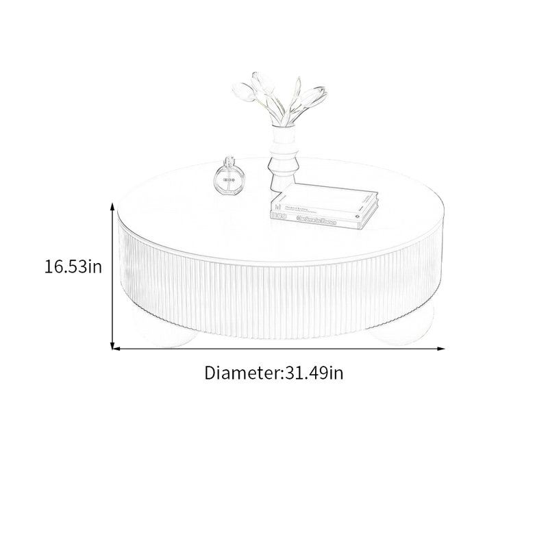 Table basse Luxury, Blanc, Noir, 16.53" H x 31.49" L x 31.49" W