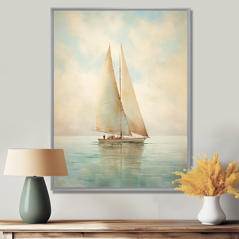 Voilier «Whispering Breezes II» - Bateau à voile, art mural, H 44 po x l 34 po, Reproduction avec cadre flottant