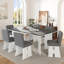 7 Collection de salle à manger en gris foncé + blanc, bois massif, fauteuil relaxant, collection de meubles, chaises pratiques-731605738-731605732-731605736
