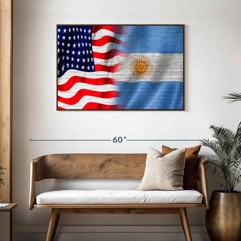 États-Unis et l'Argentine Molesley, Cadre flottant en noyer, 43 po x 29 po