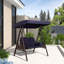 Deluxe Outdoor Patio Porch 3-seat Swing with Stand and Cup Holders and Cushions and Canopy and Pillow Included, Beige-2039822769-2115565062-2086529867