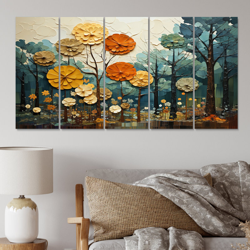 «Forest Majestic Forest Collage I» sur toile, reproduction de 5 pièces