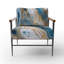 Blue and White Marble Dreams - Chaise rembourrée contemporaine avec accoudoirs, fauteuil moderne abstrait-439755542