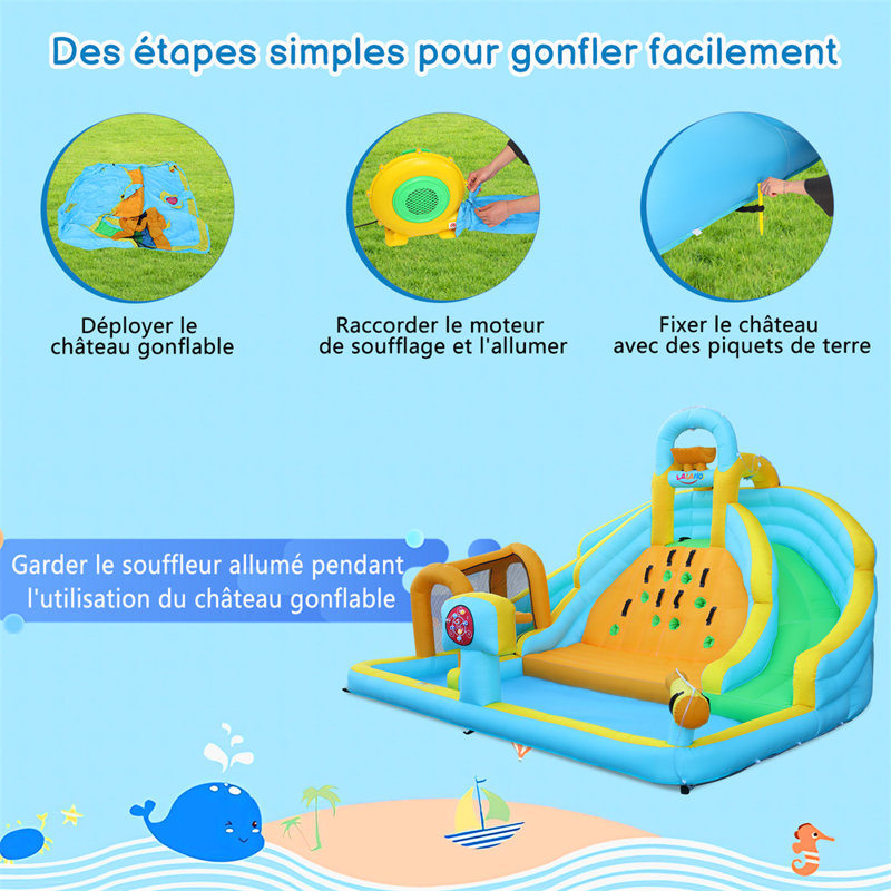 Large Blue and Yellow Inflatable Water Slide Park
