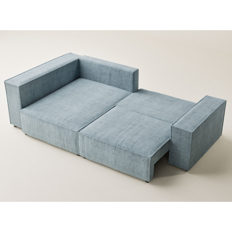 3 Seater Corner Sofa , Left Hand Facing, Light Blue Chenille