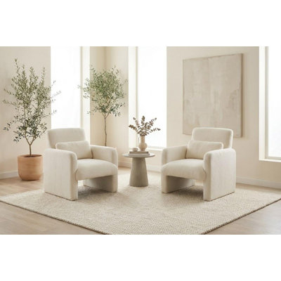 Ensemble de 2 fauteuils simples rembourrés Modern Boucle