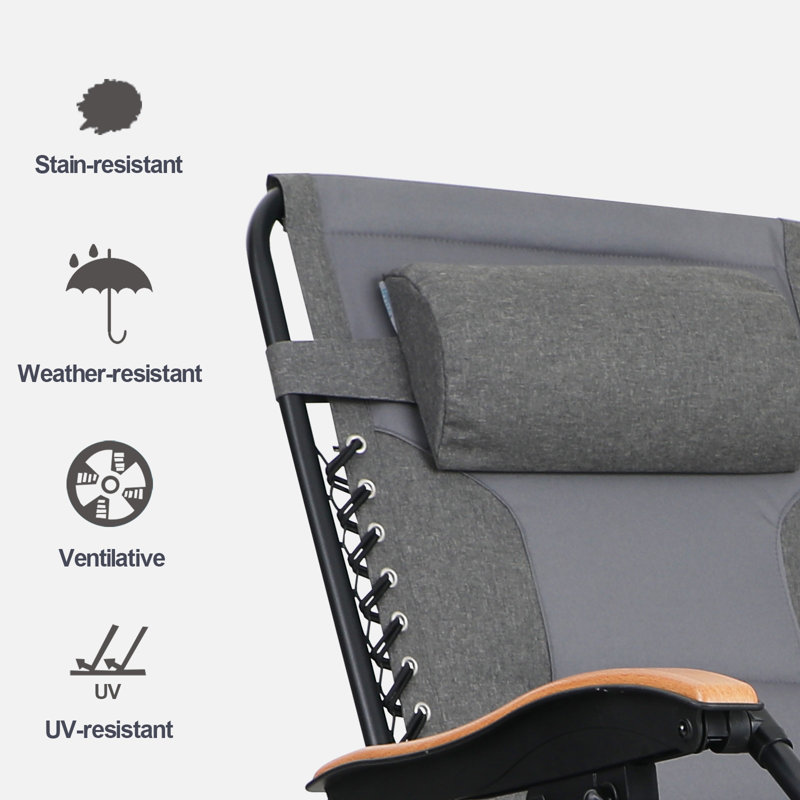 Talecia Folding Zero Gravity Chair with Cushions, Light Grey