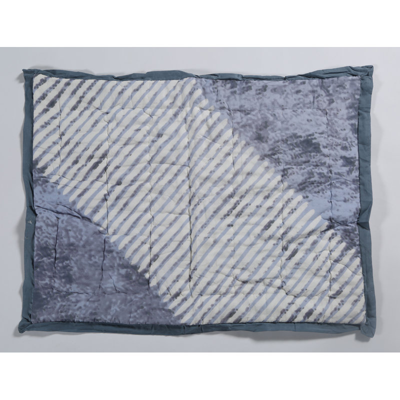 King Size Blue Cotton Reversible Quilt Set